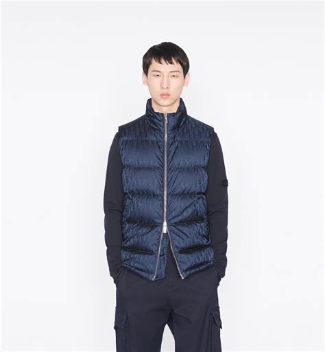 dior homme all-over dior oblique jacquard motif sleeveless down jacket|Dior Oblique Sleeveless Down Jacket in Blue for Men .